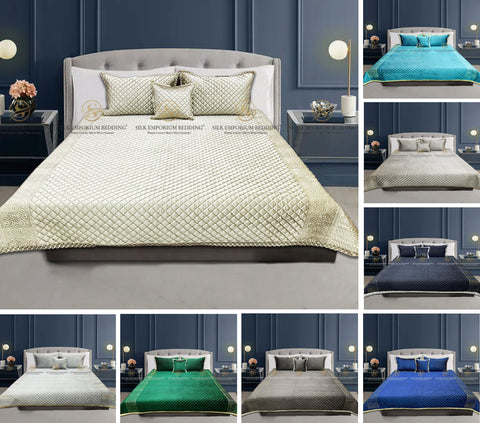 Velvet Versace Quilted EMB Bedspread 4pcs Set